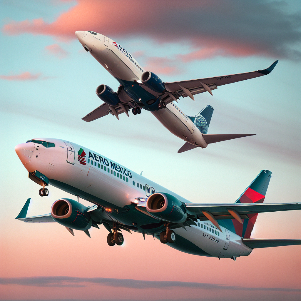 طائرة أيرو مكسيكو تقترب من الهبوط فوق طائرة دلتا إير لاينز 737 خلال إقلاعها