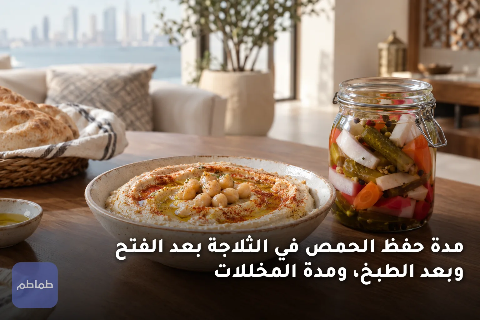 مدة حفظ الحمص في الثلاجة بعد الفتح وبعد الطبخ، ومدة المخللات